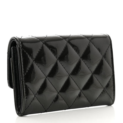 Chanel Striated Patent Quilted Card Holder Black 3 of 9