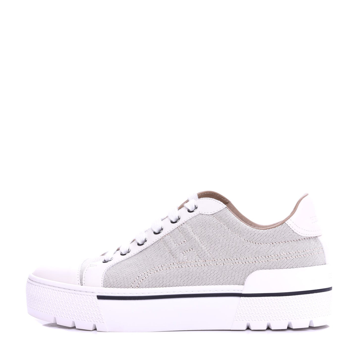 Canvas Calfskin Womens Voltage Sneakers 37 Prunoir White