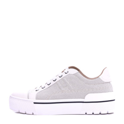 Hermes Canvas Calfskin Womens Voltage Sneakers 37 Prunoir White 1 of 10