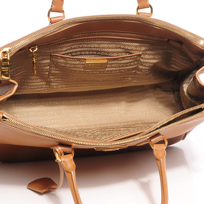 Prada Saffiano Lux Large Double Zip Tote Caramel 11 of 11