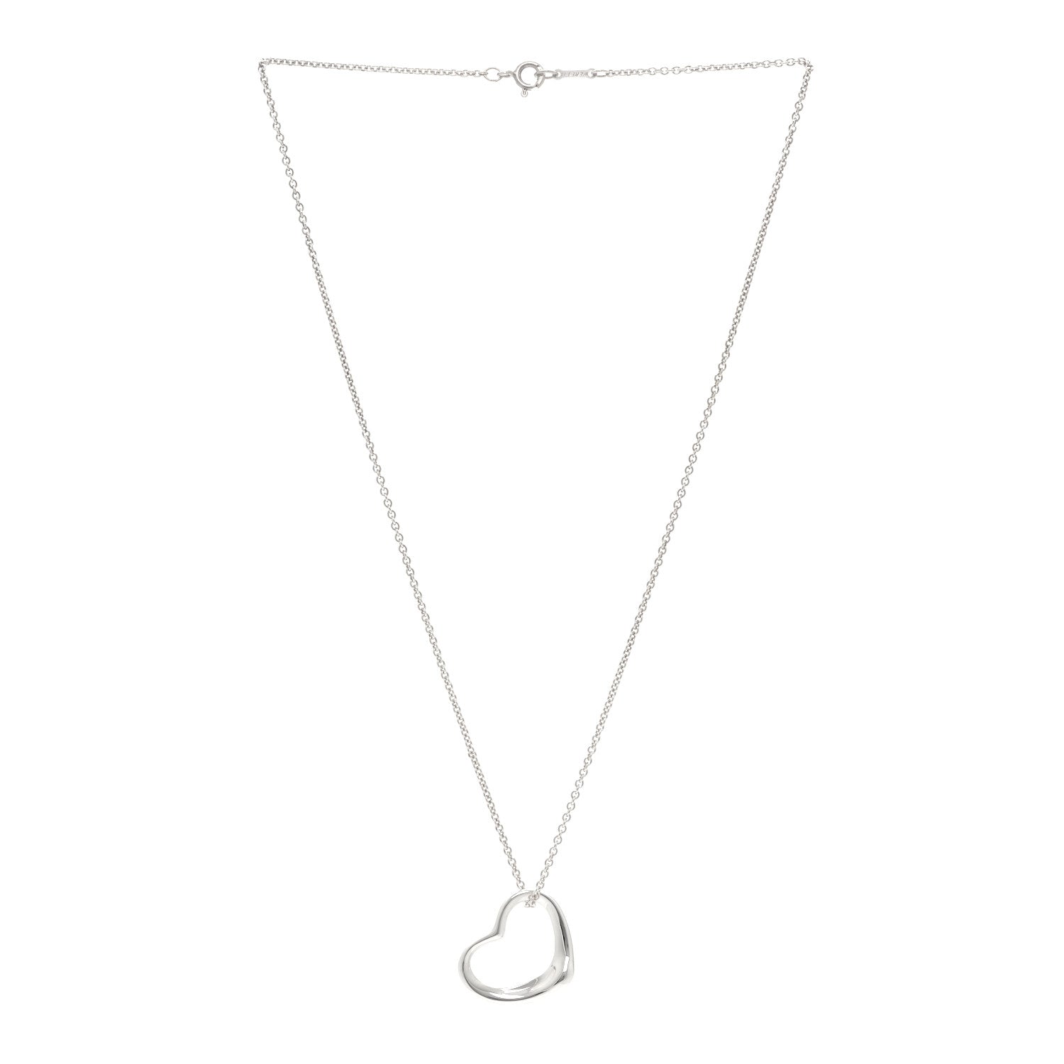 Tiffany Sterling Silver 22mm Elsa Peretti Open Heart Pendant Necklace 3 of 5