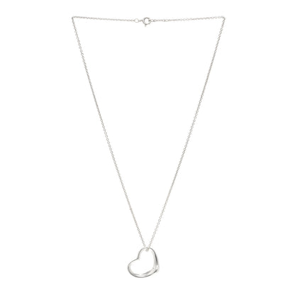 Tiffany Sterling Silver 22mm Elsa Peretti Open Heart Pendant Necklace 3 of 5