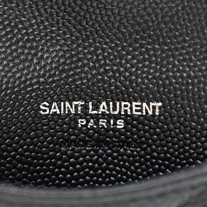 Saint Laurent Grain De Poudre Matelasse Chevron Monogram Compact Wallet Black 7 of 8