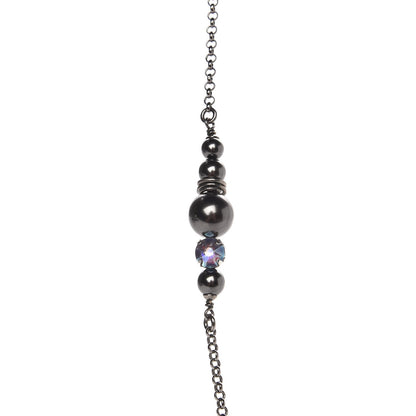 Chanel Ruthenium Crystal CC Necklace Iridescent Purple 4 of 5