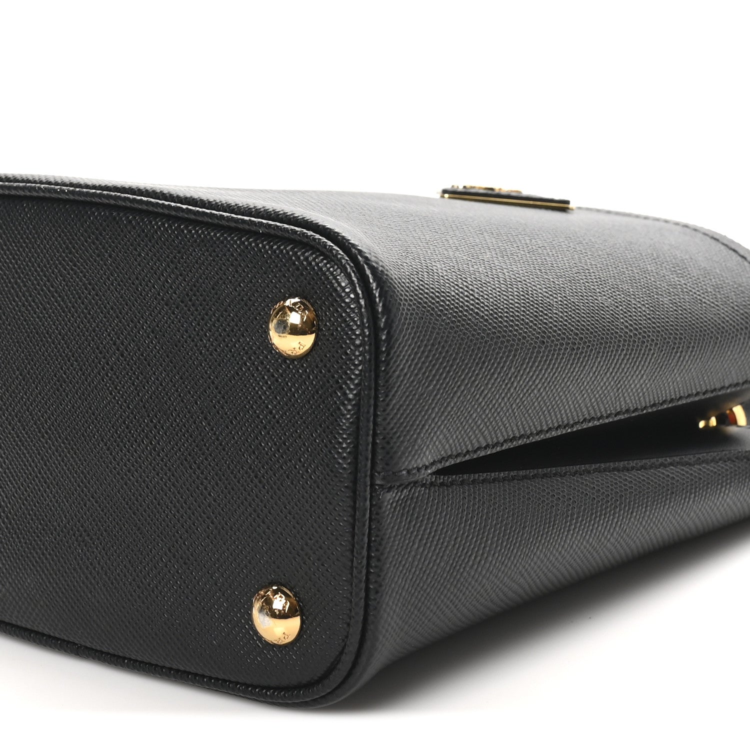 Prada Saffiano Cuir Small Panier Bucket Bag Black Fuoco 9 of 9