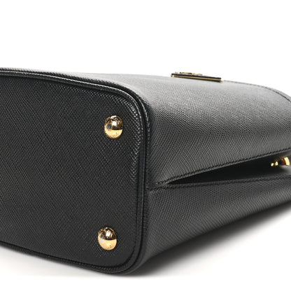 Prada Saffiano Cuir Small Panier Bucket Bag Black Fuoco 9 of 9