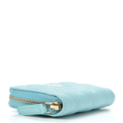 Chanel Caviar Quilted Zip Coin Purse Light Blue 4 of 8