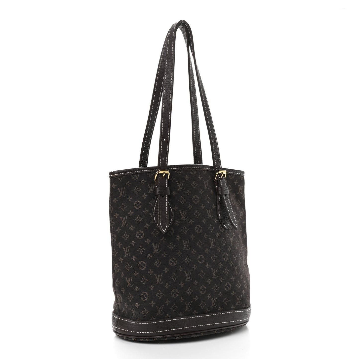 Mini Lin Monogram Bucket Bag Ebene