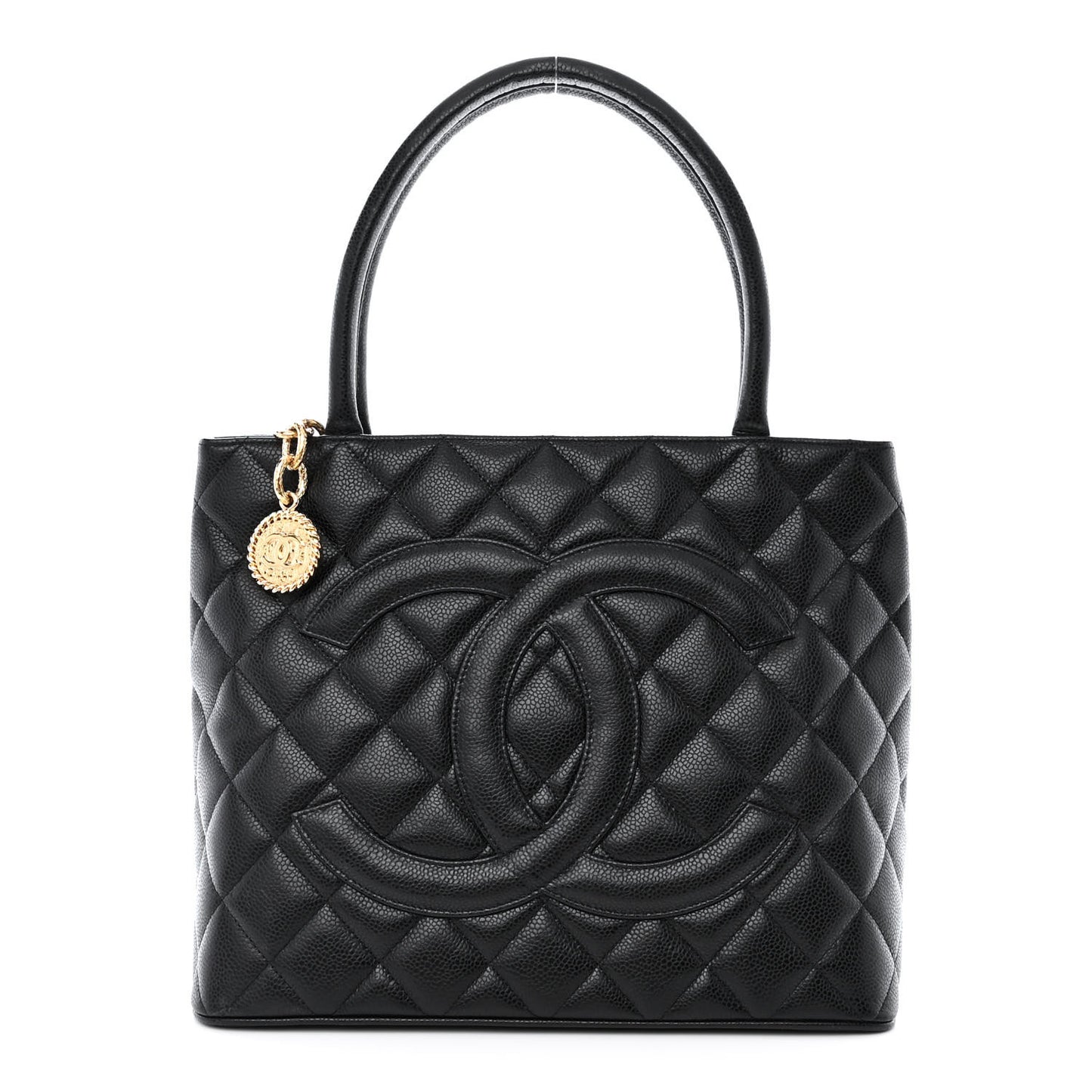 Caviar Quilted Medallion Tote Black