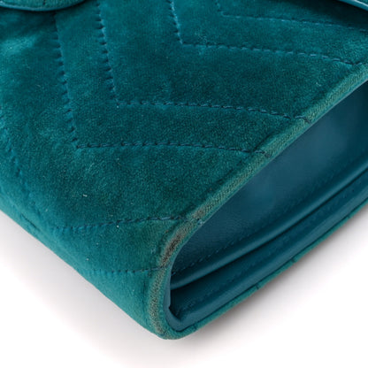 Gucci Velvet Matelasse GG Marmont Chain Wallet Pavone Cyan 10 of 10