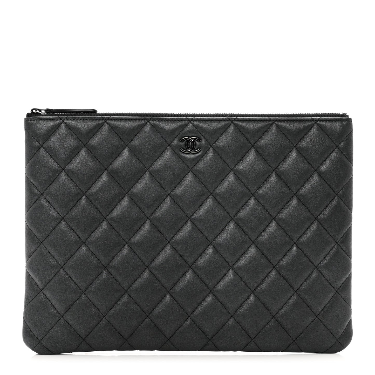 Pearly Lambskin Quilted Medium Cosmetic Case So Black