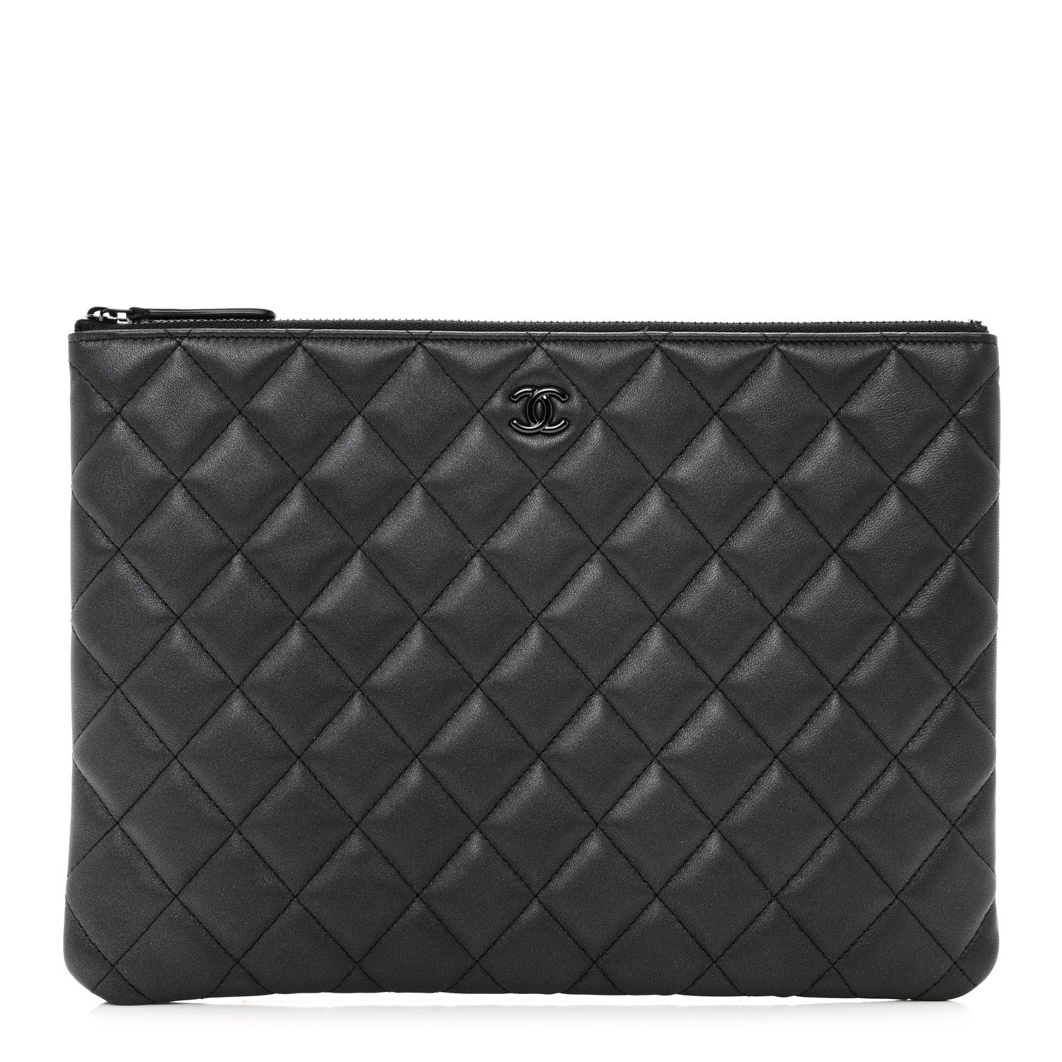 Chanel Pearly Lambskin Quilted Medium Cosmetic Case So Black 1 of 8