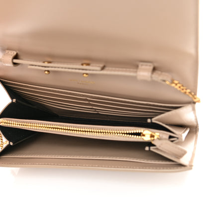 Saint Laurent Glossy Calfskin Monogram Chain Wallet Dark Beige 5 of 9