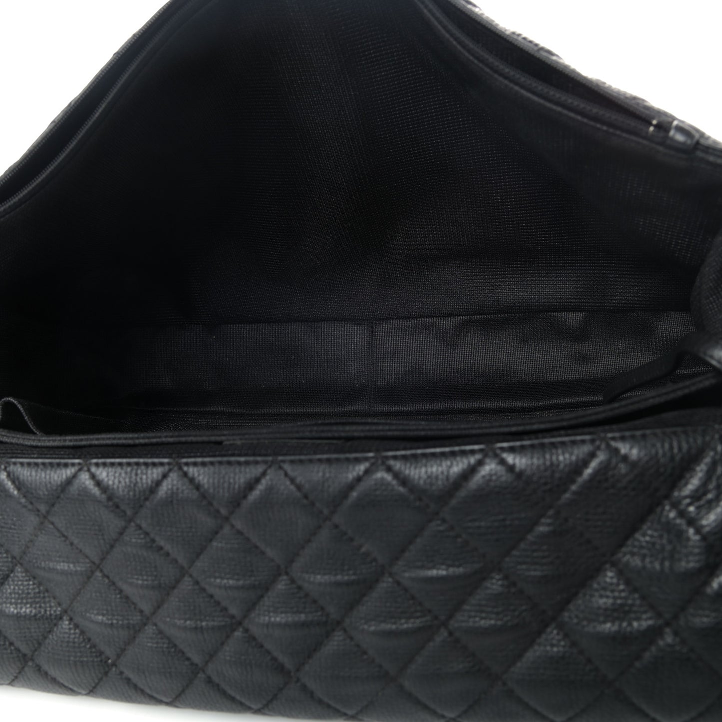 Calfskin Quilted XXL Travel Flap Bag Black