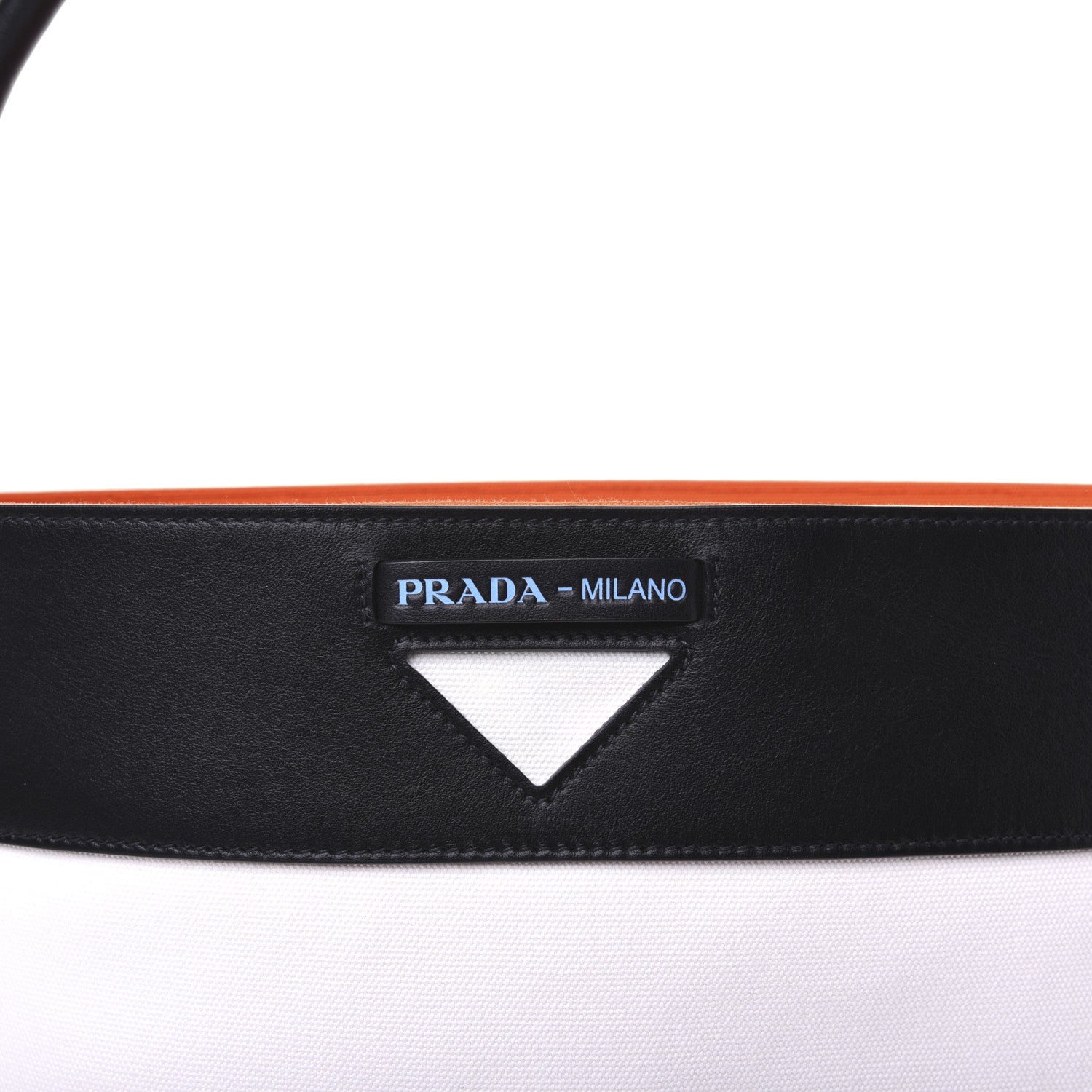 Prada Calfskin Canvas Ouverture Bucket Bag White 13 of 20