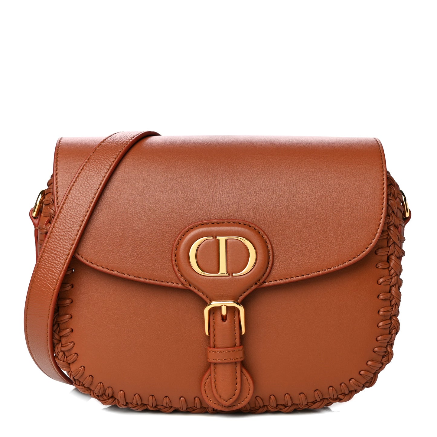 Grained Calfskin Medium Whipstitched Bobby Bag Dark Tan