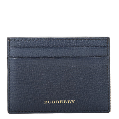 Burberry Grainy Calfskin House Check Sandon Card Case Navy 1 of 9