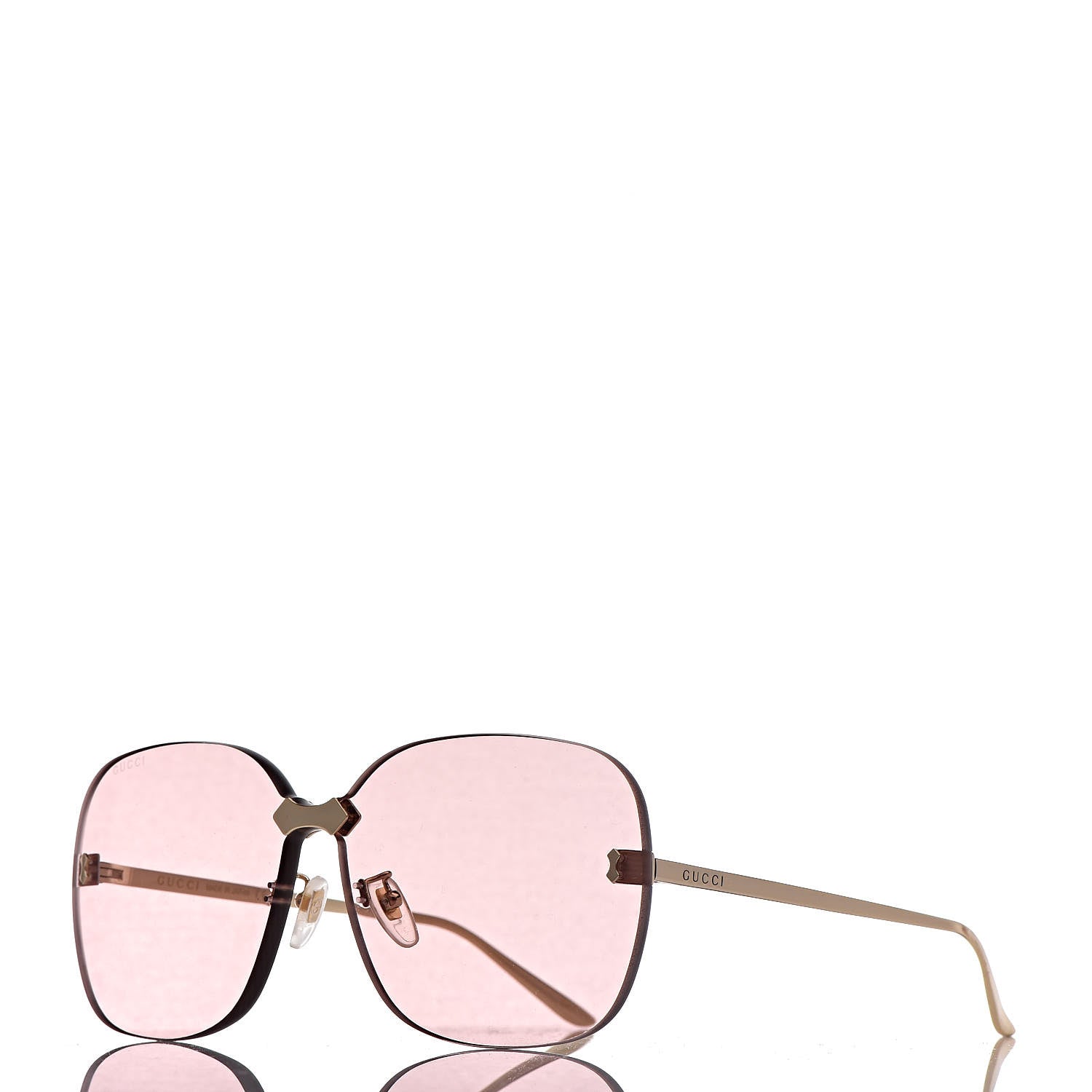 Gucci Rimless Sunglasses GG0355S Gold Flash Pink 1 of 9
