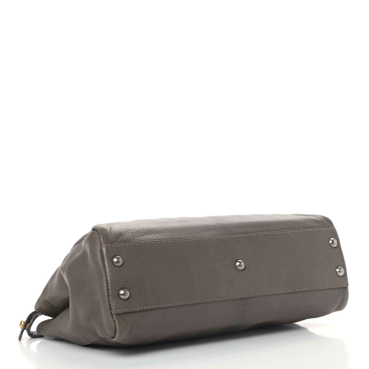Fendi Goatskin Zucca Medium Peekaboo Iconic Satchel Grigio Tobacco Moro 4 of 12