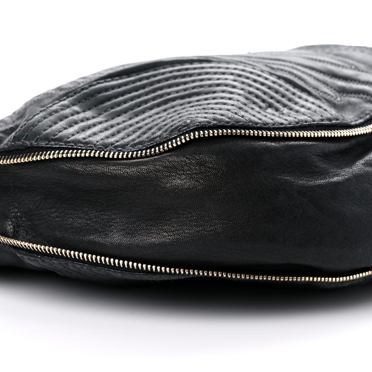 Calfskin Zip Hobo Black
