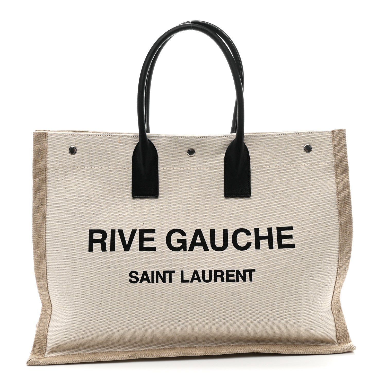 Saint Laurent Linen Calfskin Rive Gauche Tote Optic White 1 of 11