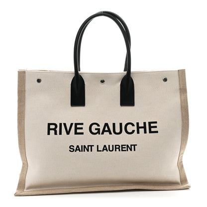 Saint Laurent Linen Calfskin Rive Gauche Tote Optic White 1 of 11