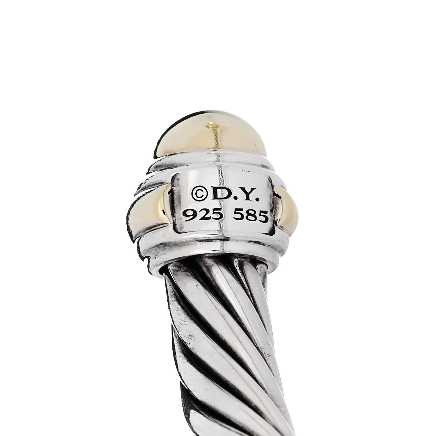 David Yurman Sterling Silver 14K Yellow Gold 7mm Cable Classics Dome Bracelet 3 of 3