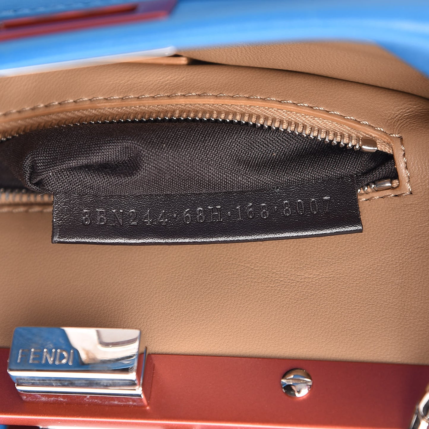 Nappa Colorblock Mini Peekaboo Iconic Satchel Blue Royal Papavero Cuoio