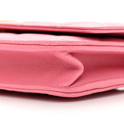Chanel Caviar Quilted Textured CC Wallet On Chain WOC Pink 11 of 13