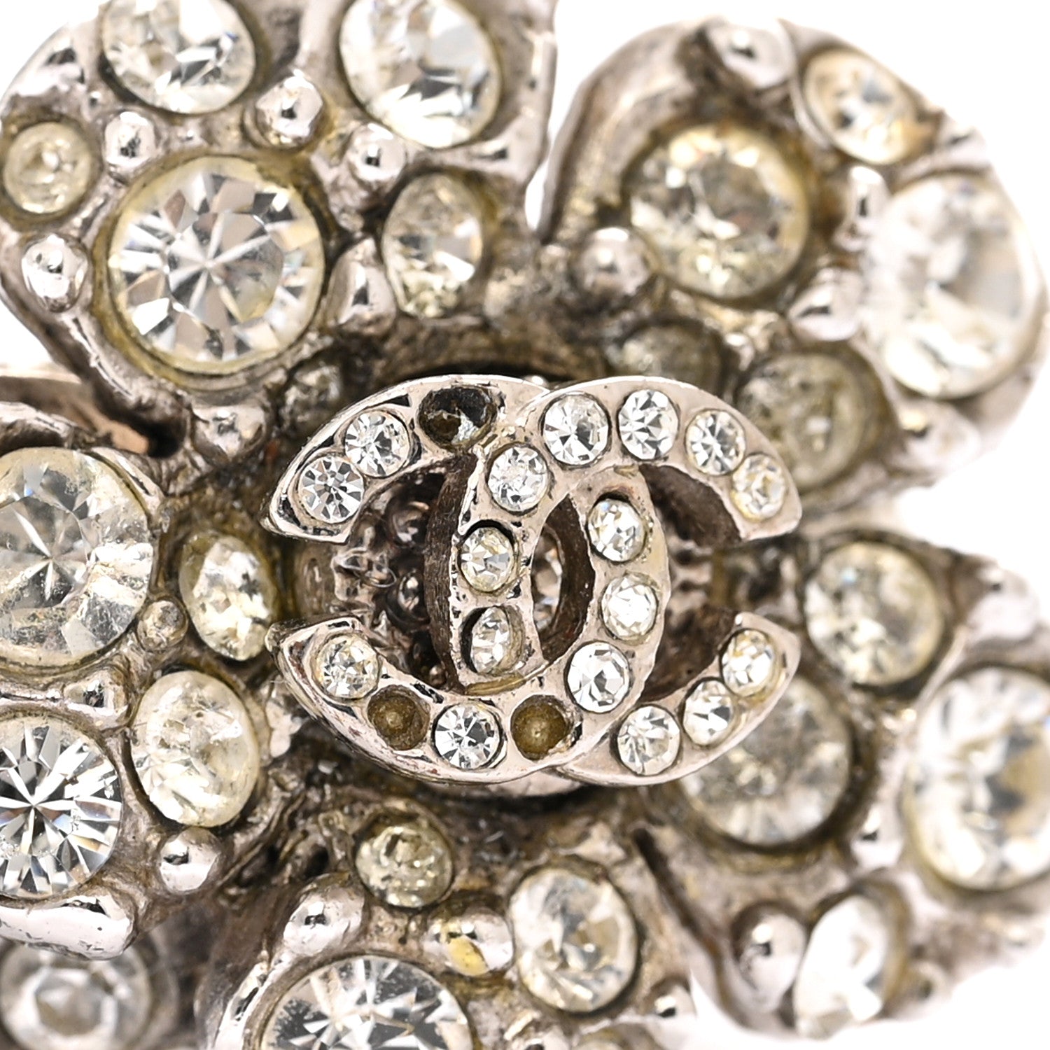 Chanel Crystal Camellia CC Ring Silver 5 of 5