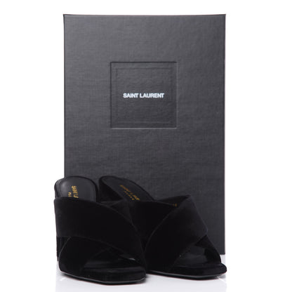 Saint Laurent Velvet LouLou 95 Mules 39 Black 9 of 9