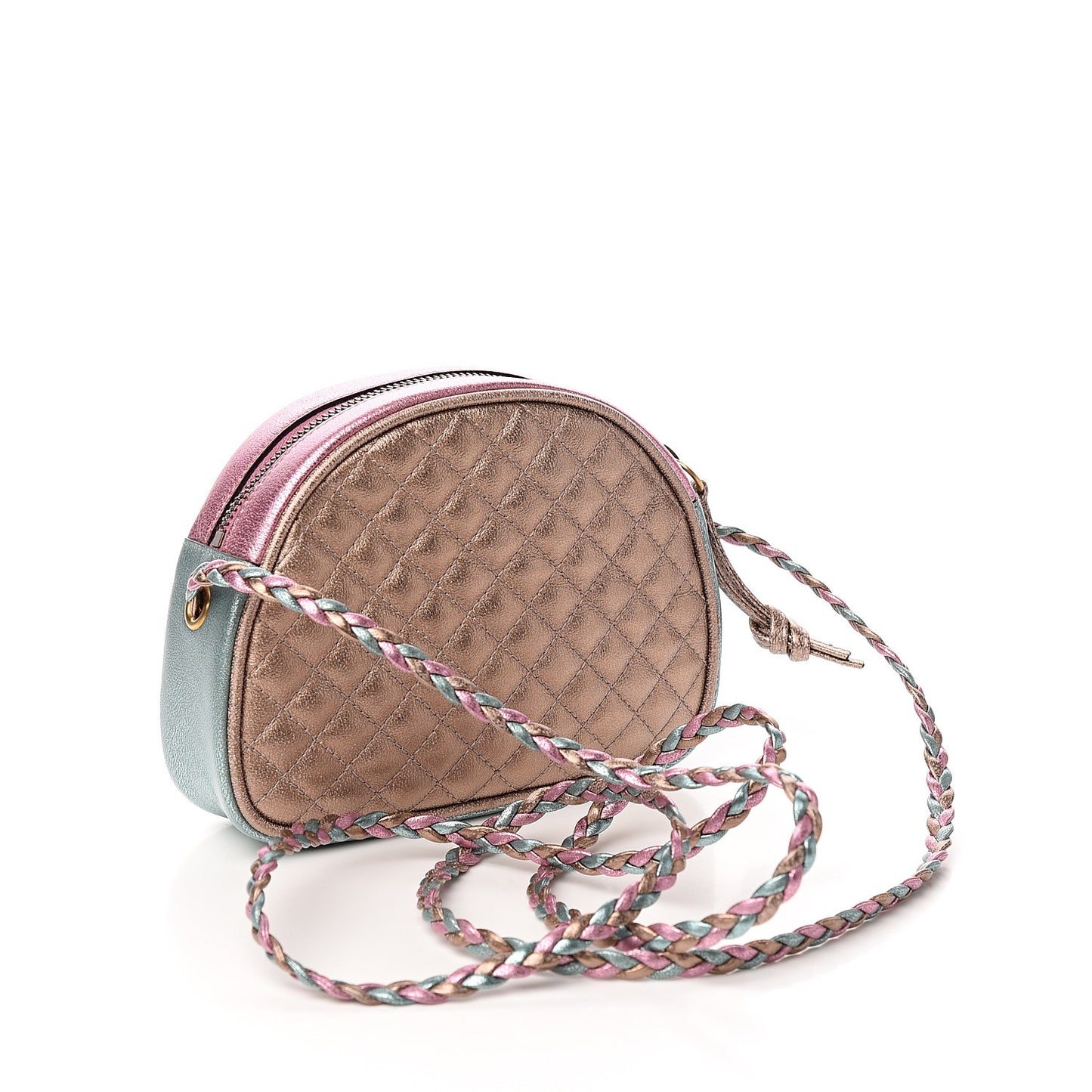 Laminated Nappa Trapuntata Mini Zumi Dome Shoulder Bag Rosa Lago Rame
