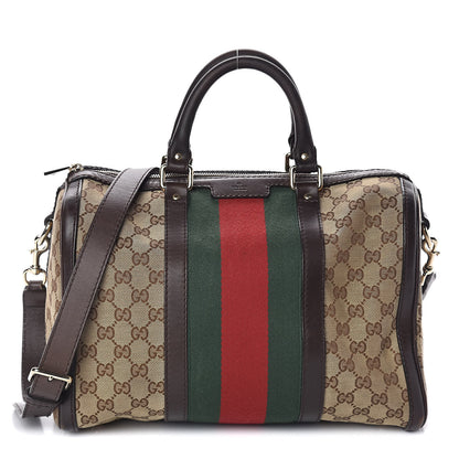 Gucci Monogram Vintage Web Medium Boston Dark Brown 1 of 11