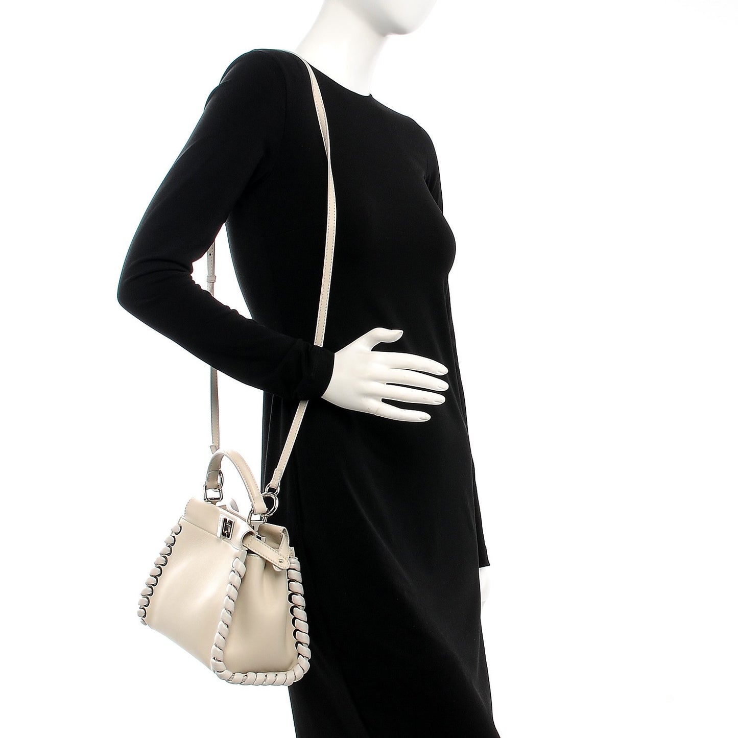 Nappa Lace Up Mini Peekaboo Iconic Satchel Bianco Carta