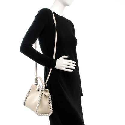 Fendi Nappa Lace Up Mini Peekaboo Iconic Satchel Bianco Carta 2 of 10