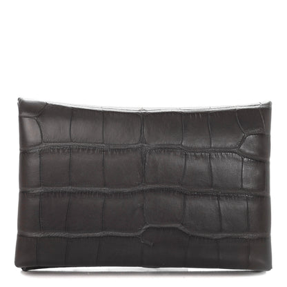 Hermes Matte Alligator Calvi Card Case Graphite 1 of 7