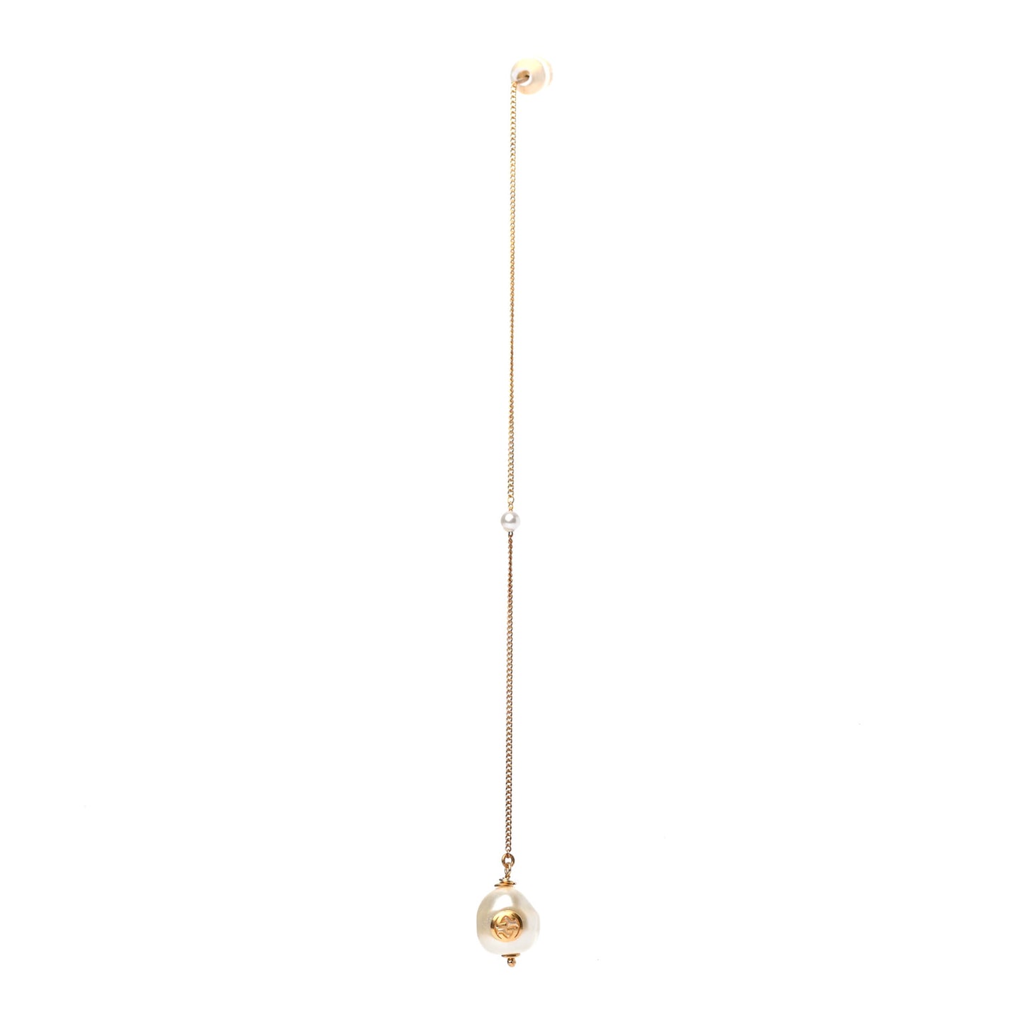 Faux Pearl Interlocking G Single Pendant Earring