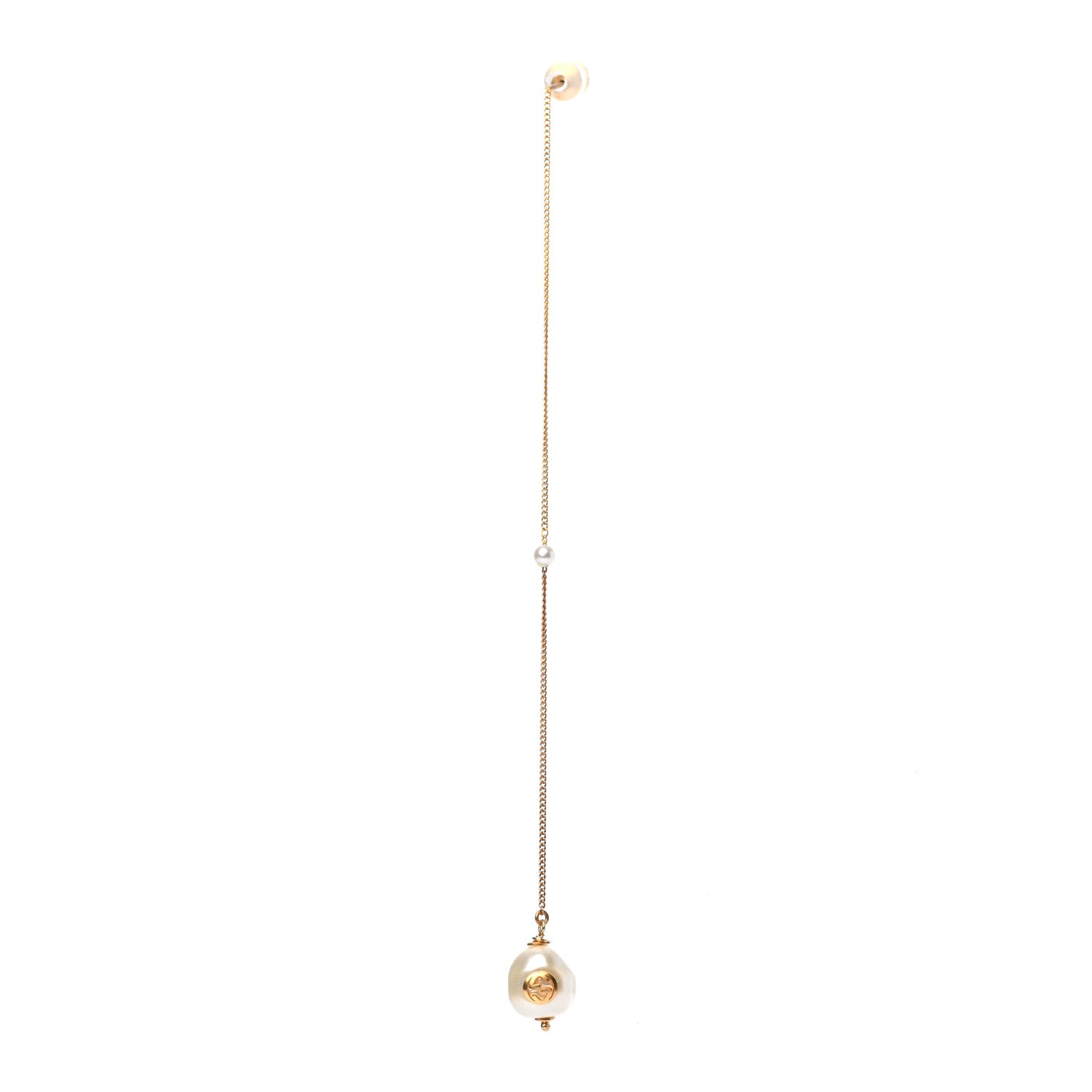 Gucci Faux Pearl Interlocking G Single Pendant Earring 1 of 4