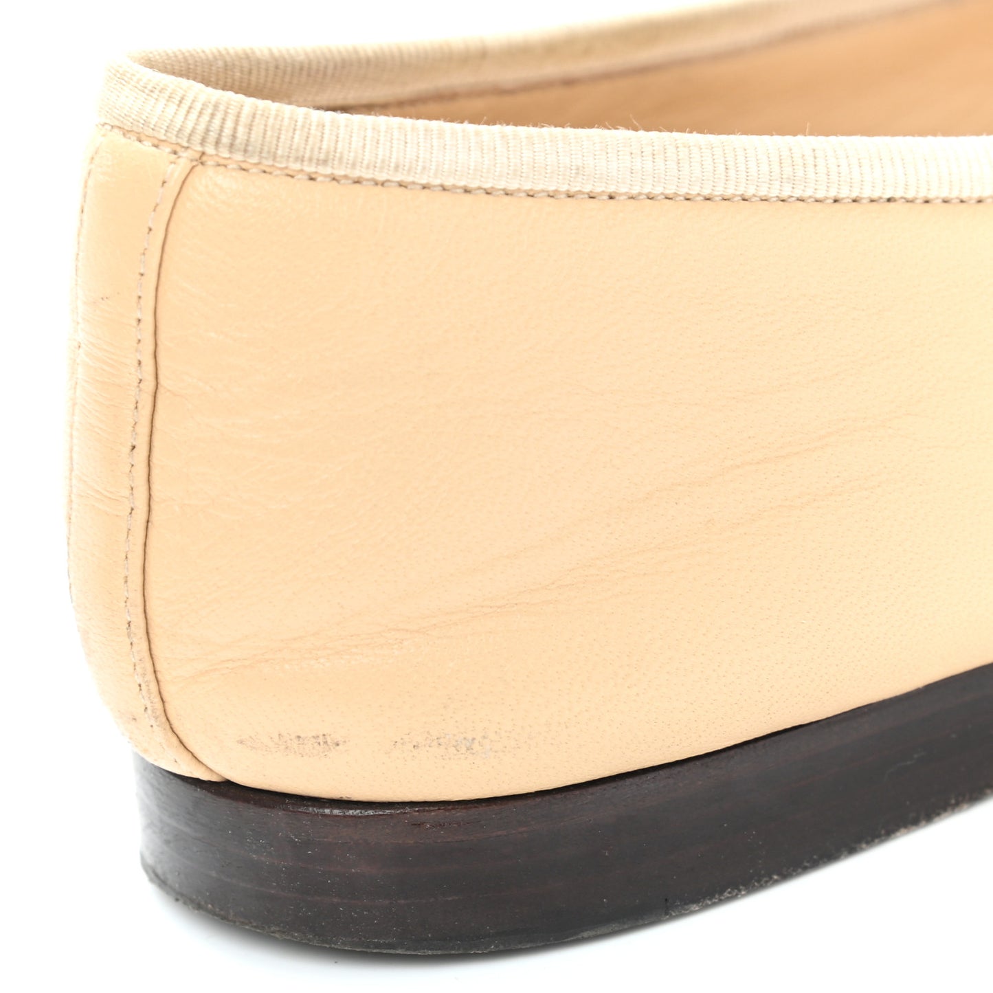 Lambskin Cap Toe Ballerina Flats 38 Beige Black