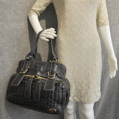 Chloe Leather Quilted Large Bay Tote Black 3 of 10