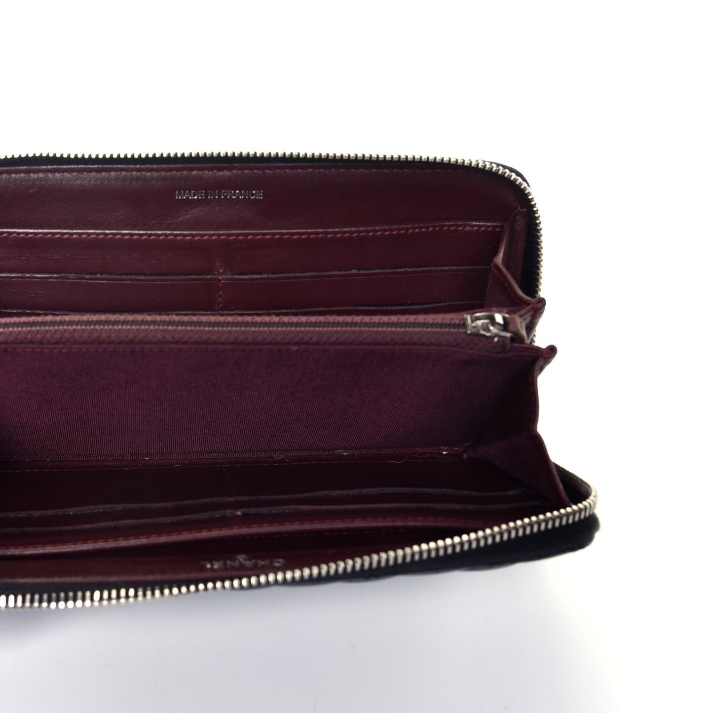 Lambskin Quilted Large Gusset Zip Around Wallet Black