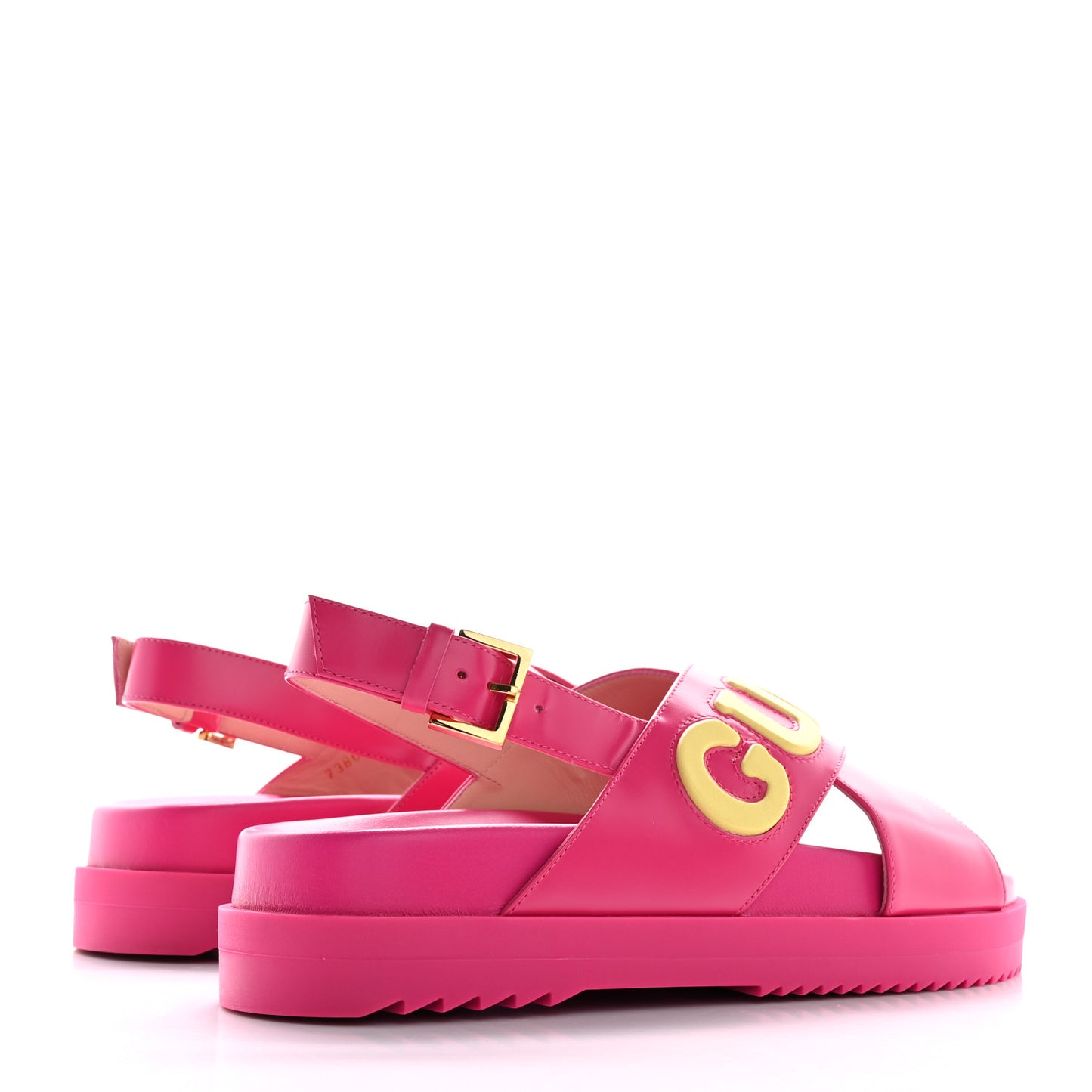 Calfskin Elizabeth Nappa Charlotte Logo Slingback Sandals 37.5 Fancy Fuchsia