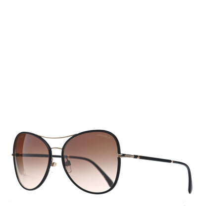 Chanel Metal Lambskin Pilot Fall Sunglasses 4227-Q Black 1 of 8
