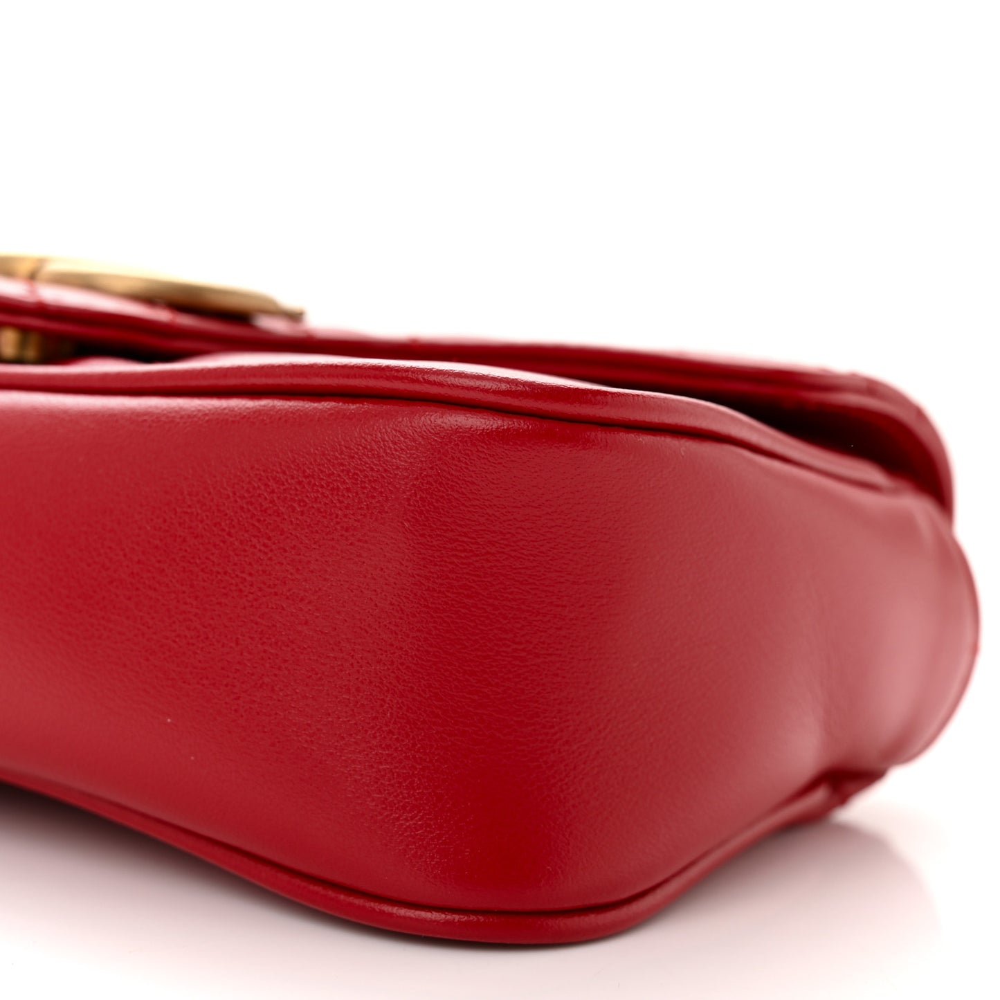 Calfskin Matelasse Super Mini GG Marmont Shoulder Bag Hibiscus Red