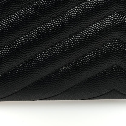 Saint Laurent Grain De Poudre Matelasse Chevron Monogram Flap Wallet Black 7 of 9