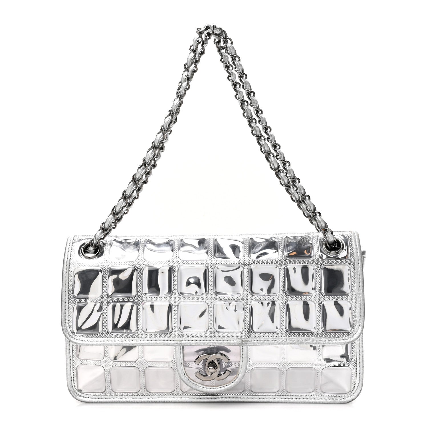 Chanel Vinyl Large Ice Cube Flap Silver 1 of 19