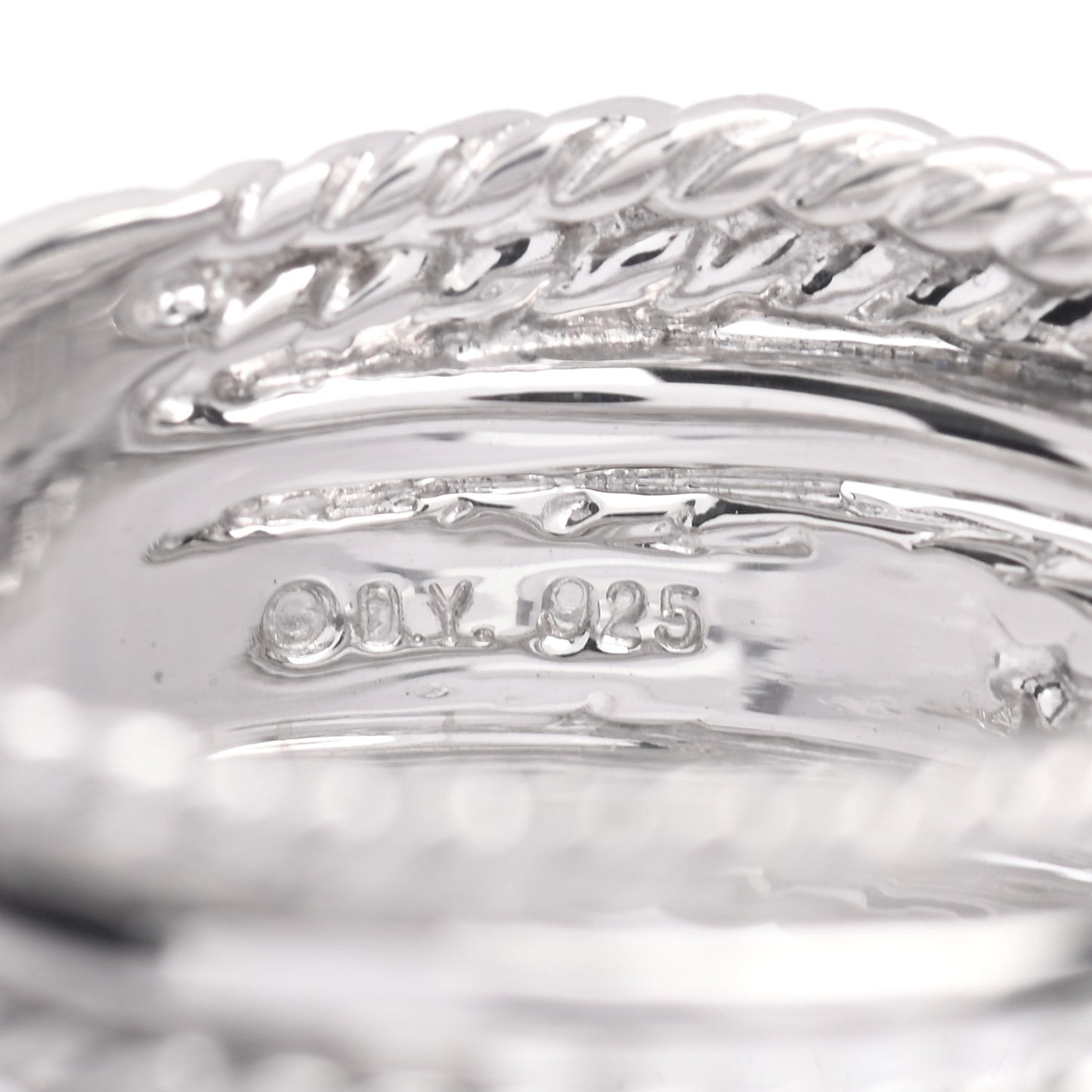 Sterling Silver Diamond 11mm Wide Crossover Cable Ring 56 7.5