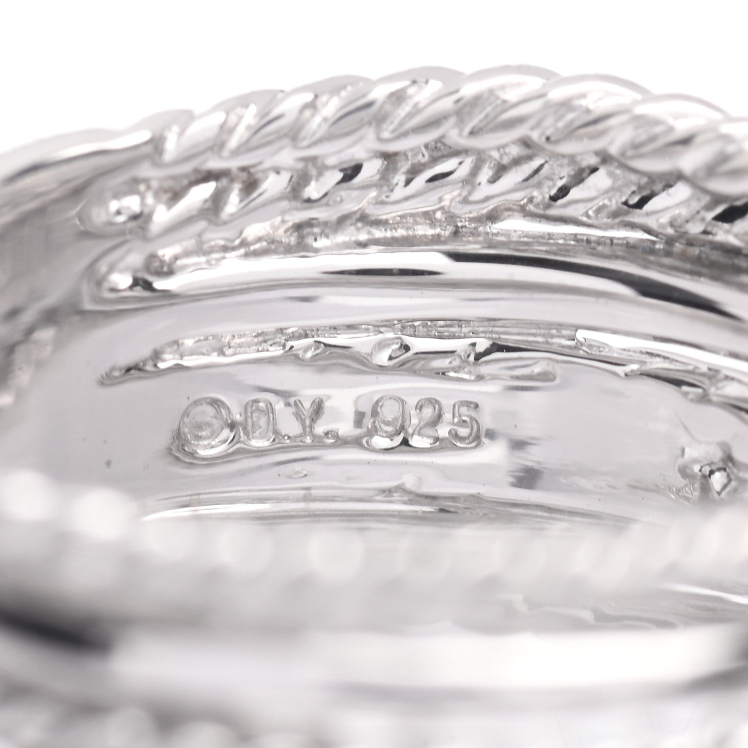 David Yurman Sterling Silver Diamond 11mm Wide Crossover Cable Ring 56 7.5 4 of 5