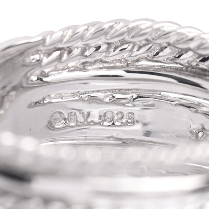 David Yurman Sterling Silver Diamond 11mm Wide Crossover Cable Ring 56 7.5 4 of 5