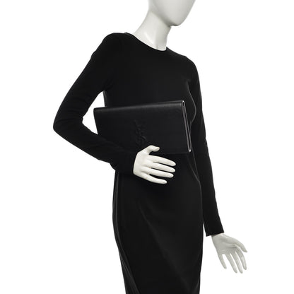 Saint Laurent Goatskin Monogram Large Belle De Jour Clutch Black 2 of 15